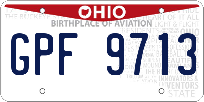 OH license plate GPF9713