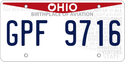 OH license plate GPF9716