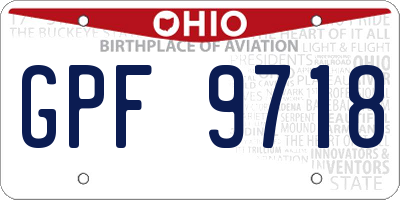 OH license plate GPF9718