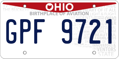 OH license plate GPF9721