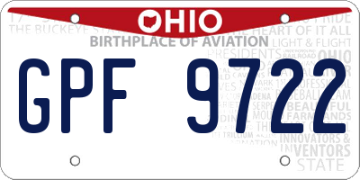 OH license plate GPF9722