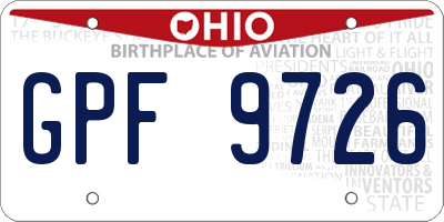 OH license plate GPF9726