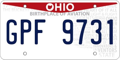 OH license plate GPF9731