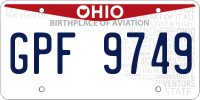 OH license plate GPF9749