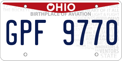 OH license plate GPF9770