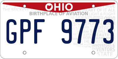 OH license plate GPF9773