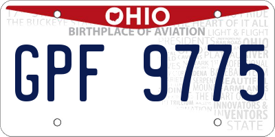 OH license plate GPF9775