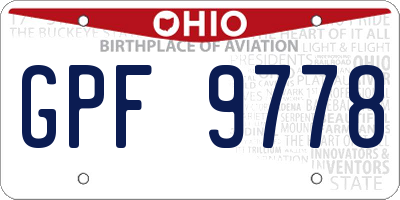 OH license plate GPF9778