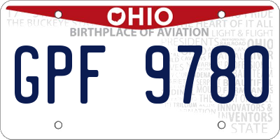 OH license plate GPF9780
