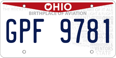 OH license plate GPF9781