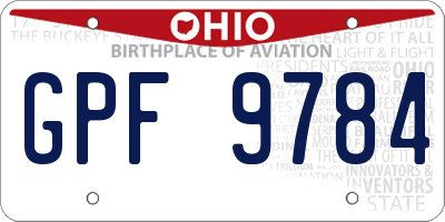 OH license plate GPF9784