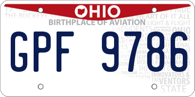 OH license plate GPF9786