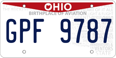OH license plate GPF9787