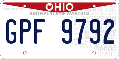OH license plate GPF9792