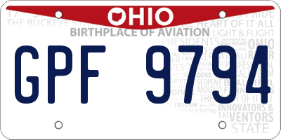 OH license plate GPF9794