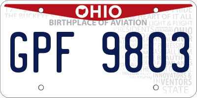 OH license plate GPF9803