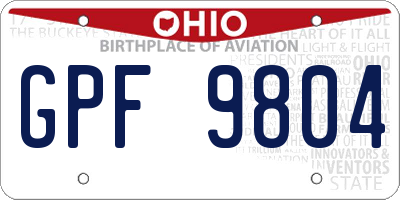 OH license plate GPF9804