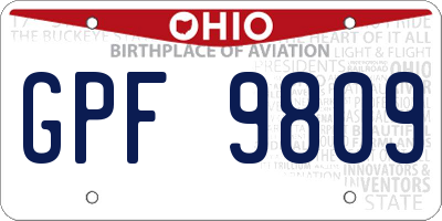 OH license plate GPF9809