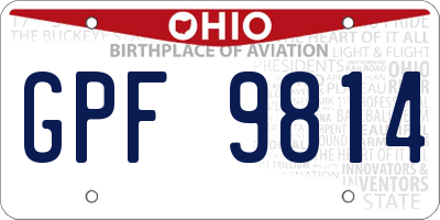OH license plate GPF9814