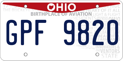 OH license plate GPF9820