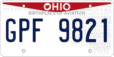 OH license plate GPF9821