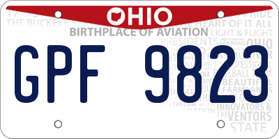 OH license plate GPF9823