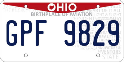 OH license plate GPF9829