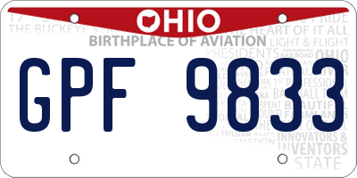 OH license plate GPF9833