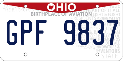 OH license plate GPF9837