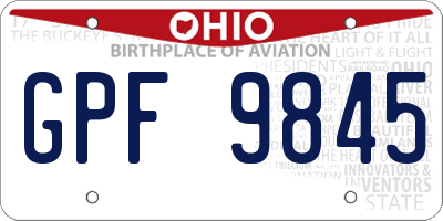 OH license plate GPF9845