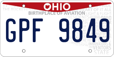 OH license plate GPF9849