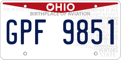 OH license plate GPF9851