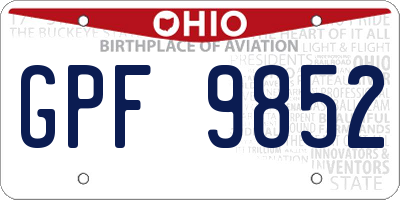 OH license plate GPF9852