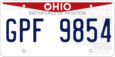 OH license plate GPF9854