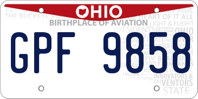 OH license plate GPF9858