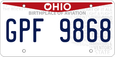 OH license plate GPF9868