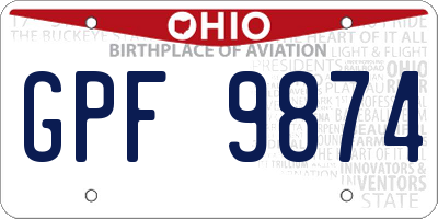 OH license plate GPF9874