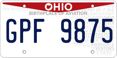 OH license plate GPF9875