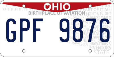 OH license plate GPF9876