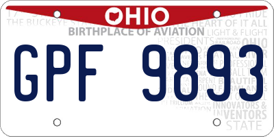 OH license plate GPF9893