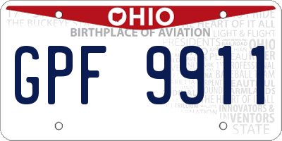 OH license plate GPF9911
