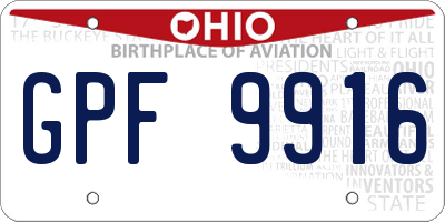 OH license plate GPF9916