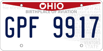 OH license plate GPF9917