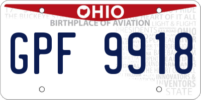 OH license plate GPF9918