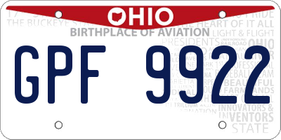 OH license plate GPF9922