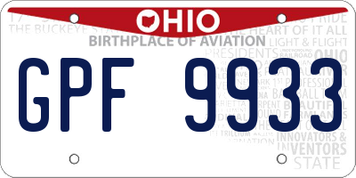 OH license plate GPF9933