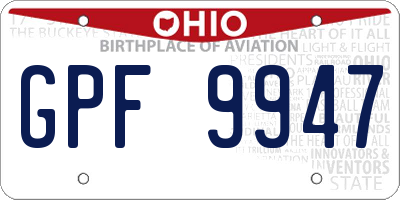 OH license plate GPF9947