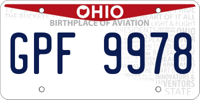 OH license plate GPF9978