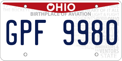 OH license plate GPF9980