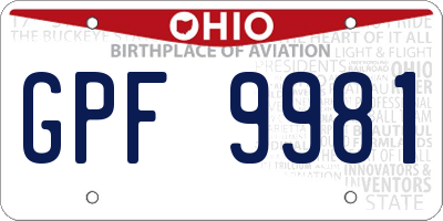 OH license plate GPF9981